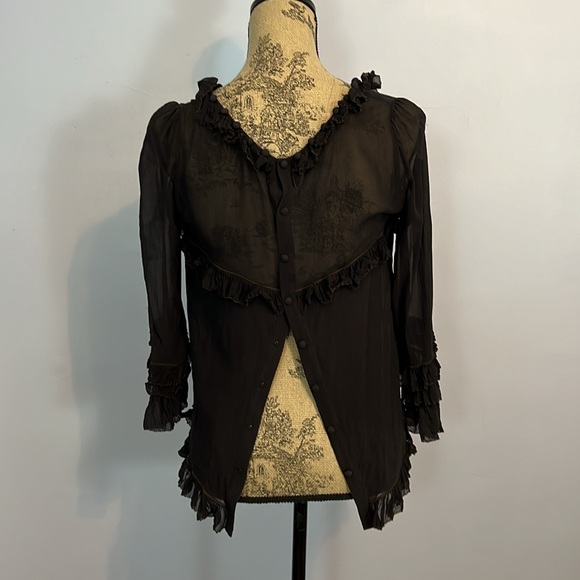 Anthropologie Leifsdottir Silk Ruffle Top - Picture 6 of 8